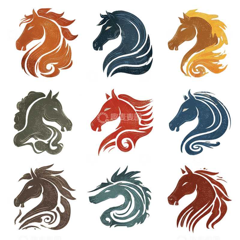 高清大图下载【趣麦麦图】七彩奇幻马头纹身设计