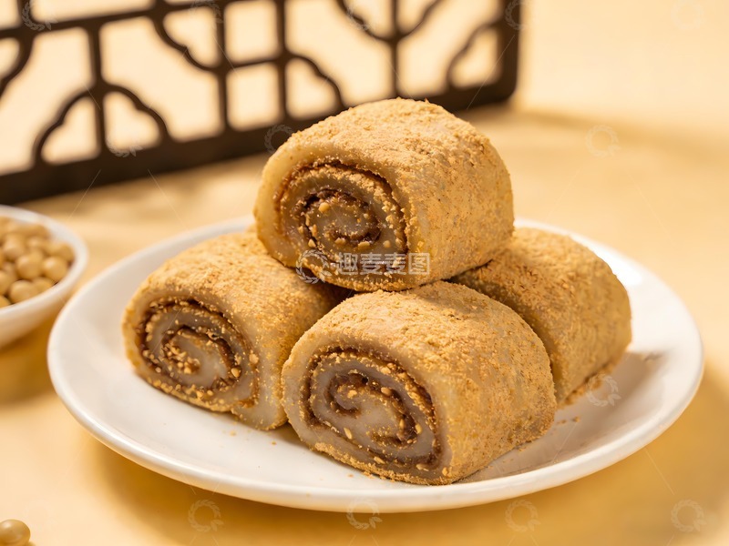 高清大图下载【趣麦麦图】豆面糕驴打滚小吃