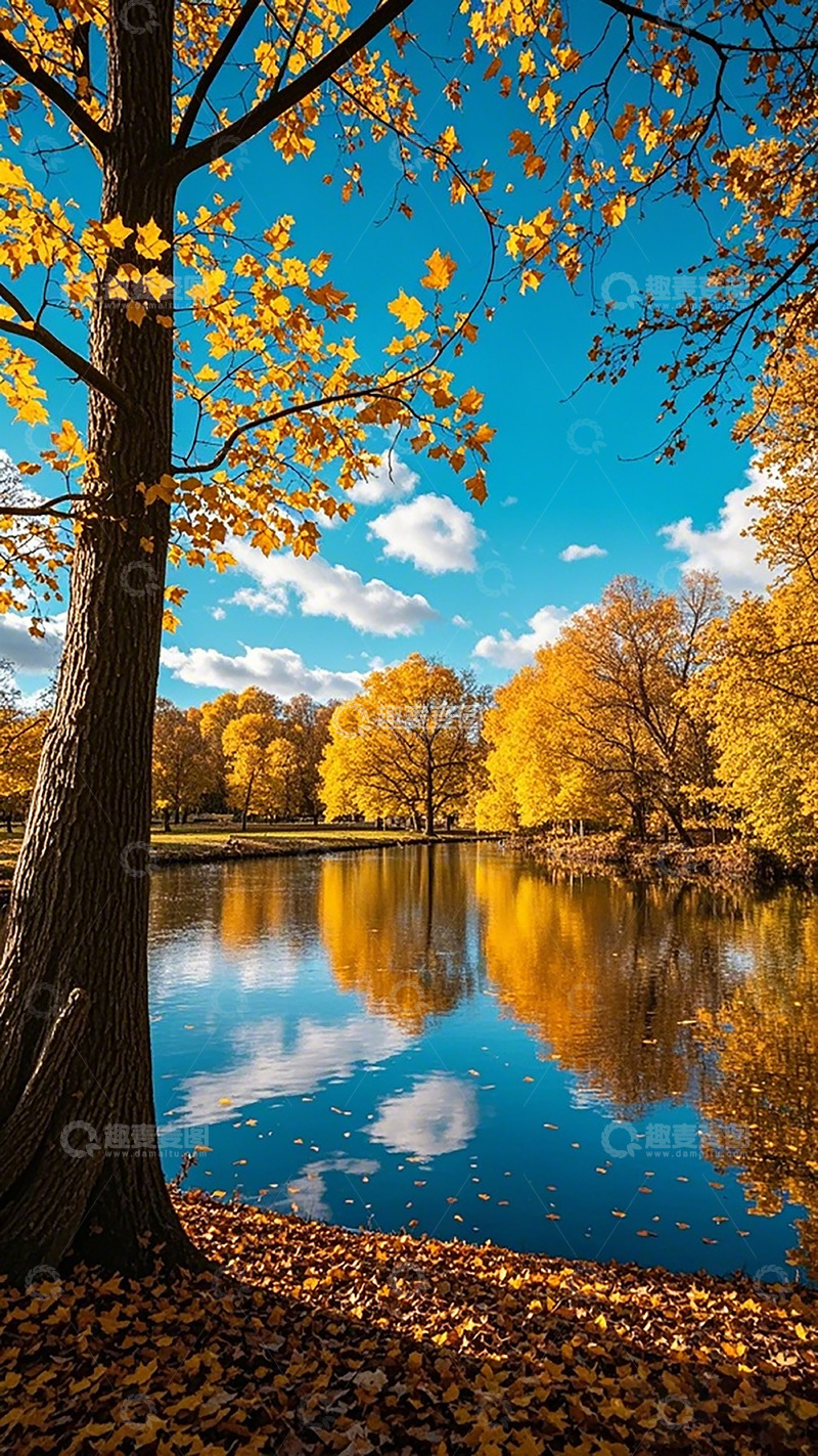 高清大图下载【趣麦麦图】秋色湖景自然风光摄影