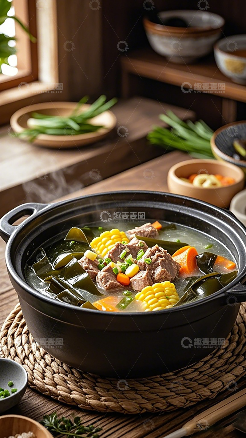 高清大图下载【趣麦麦图】韩式海带排骨汤美食摄影