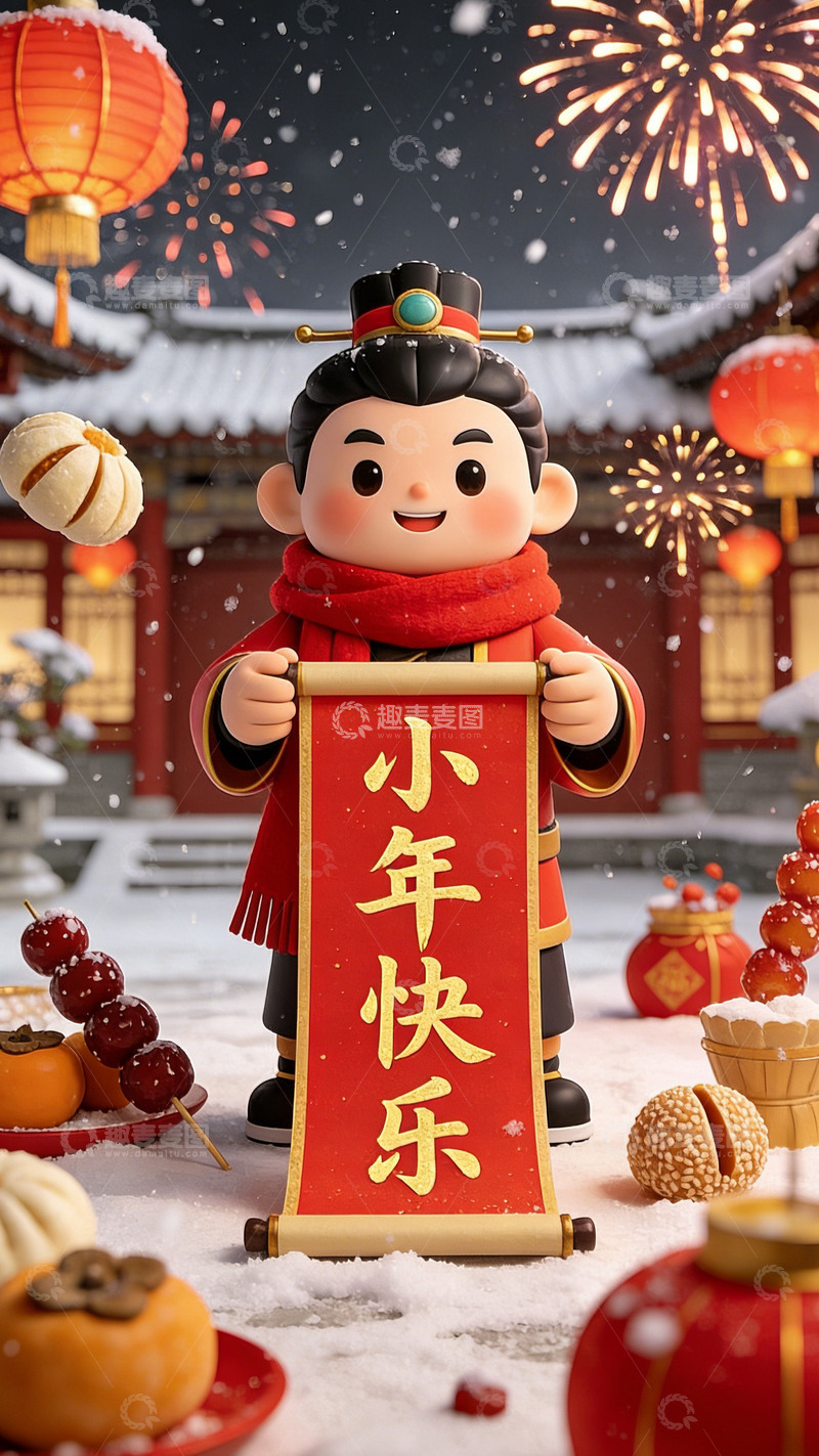 高清大图下载【趣麦麦图】春节卡通人物喜庆场景