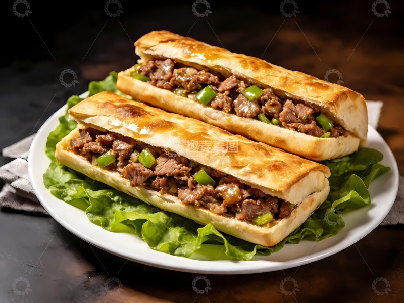 高清大图下载【趣麦麦图】一盘驴肉火烧