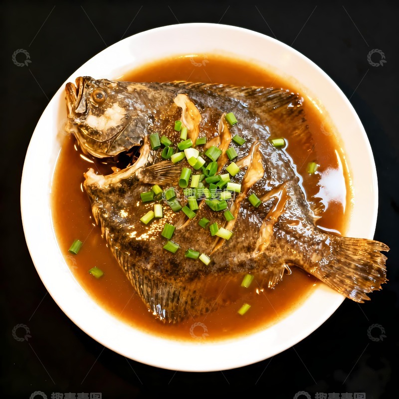 高清大图下载【趣麦麦图】一盘清蒸多宝鱼图片