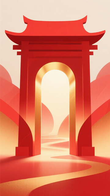 红色拱门东方风格场景