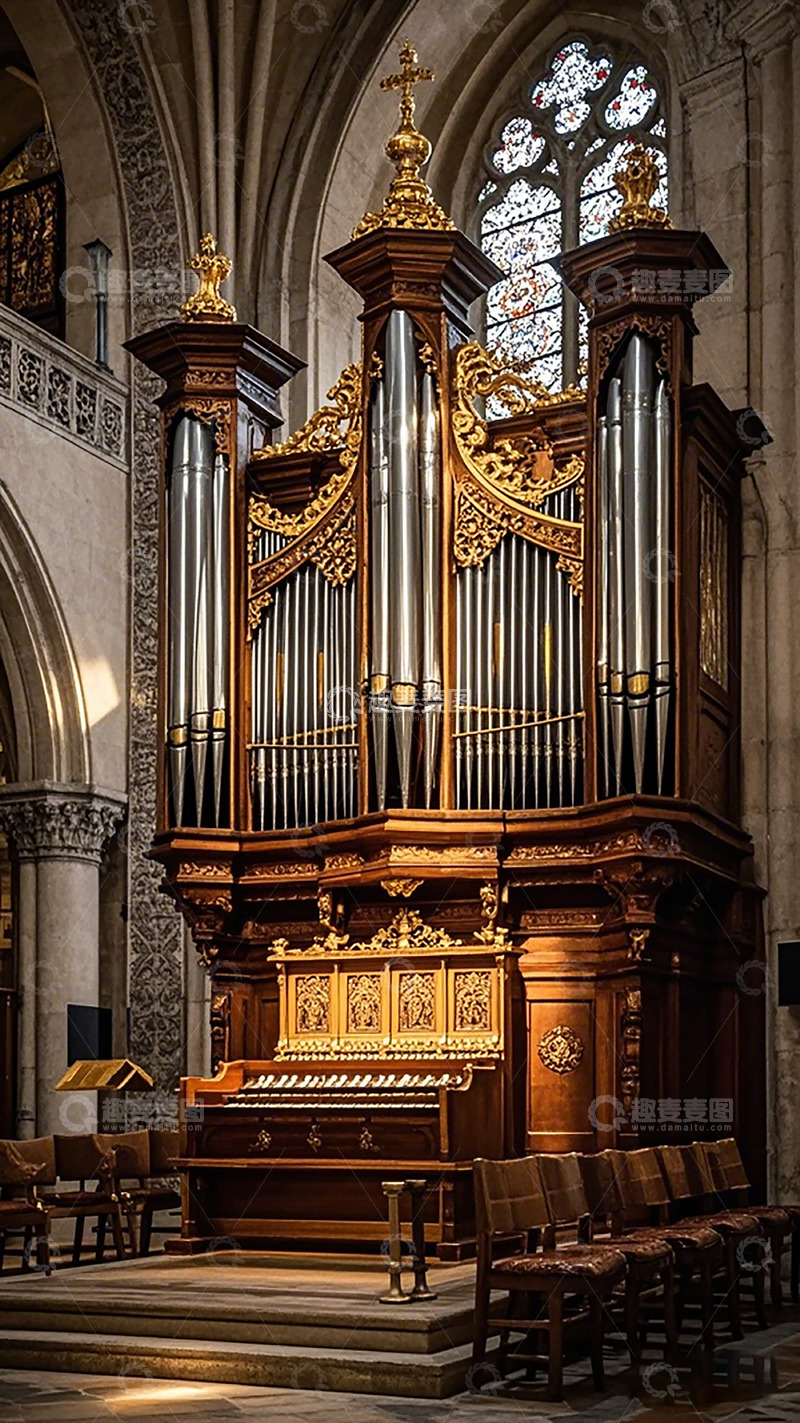 高清大图下载【趣麦麦图】教堂内部管风琴装饰摄影
