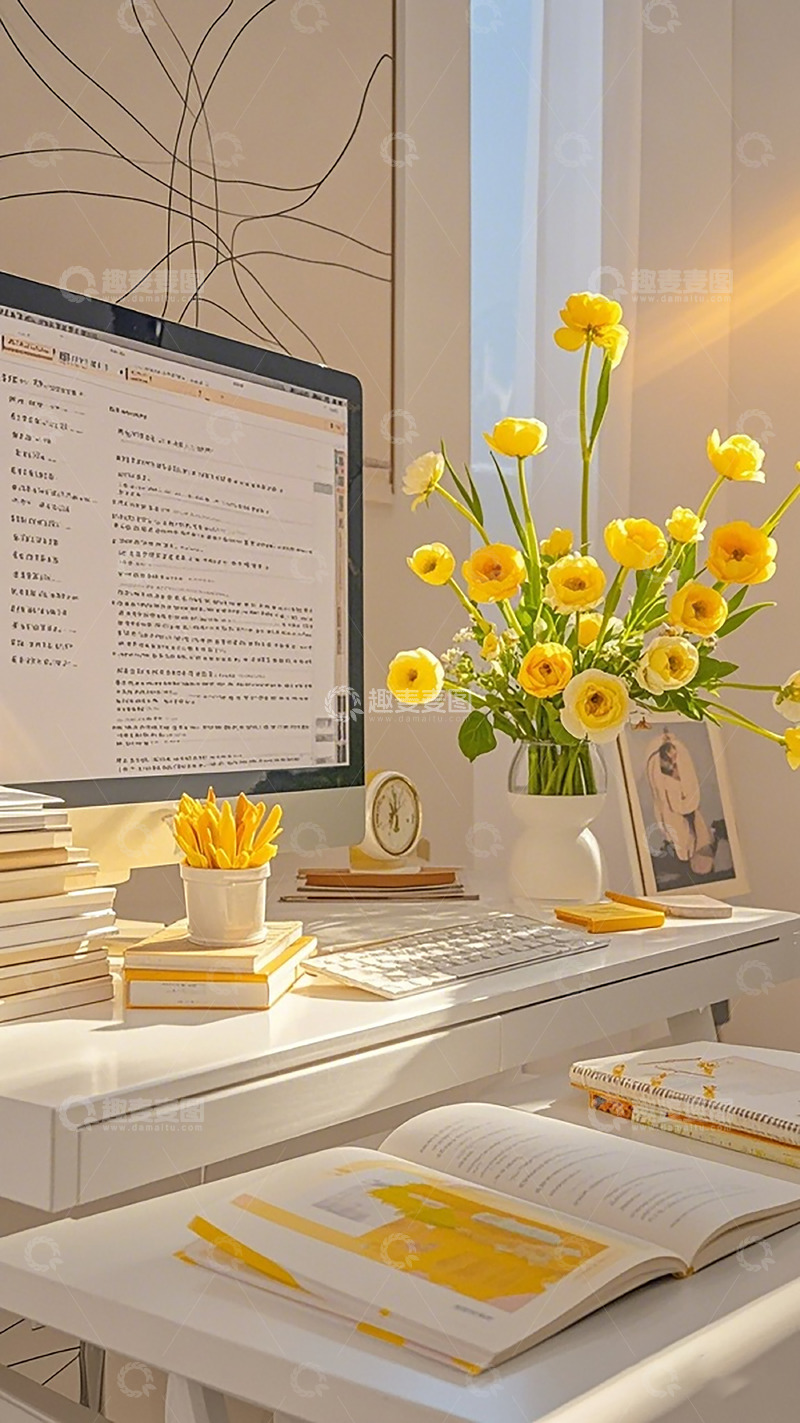 高清大图下载【趣麦麦图】明亮书桌学习场景