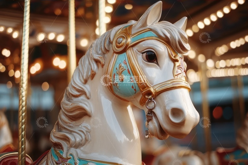 高清大图下载【趣麦麦图】旋转木马特写摄影