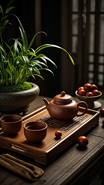 紫砂壶茶具静物摄影