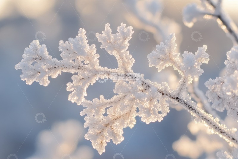 高清大图下载【趣麦麦图】冬季枝头上的冰霜