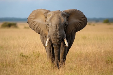 荒原里行走的一头大象