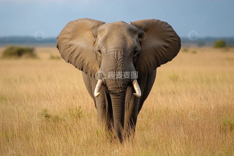 高清大图下载【趣麦麦图】荒原里行走的一头大象