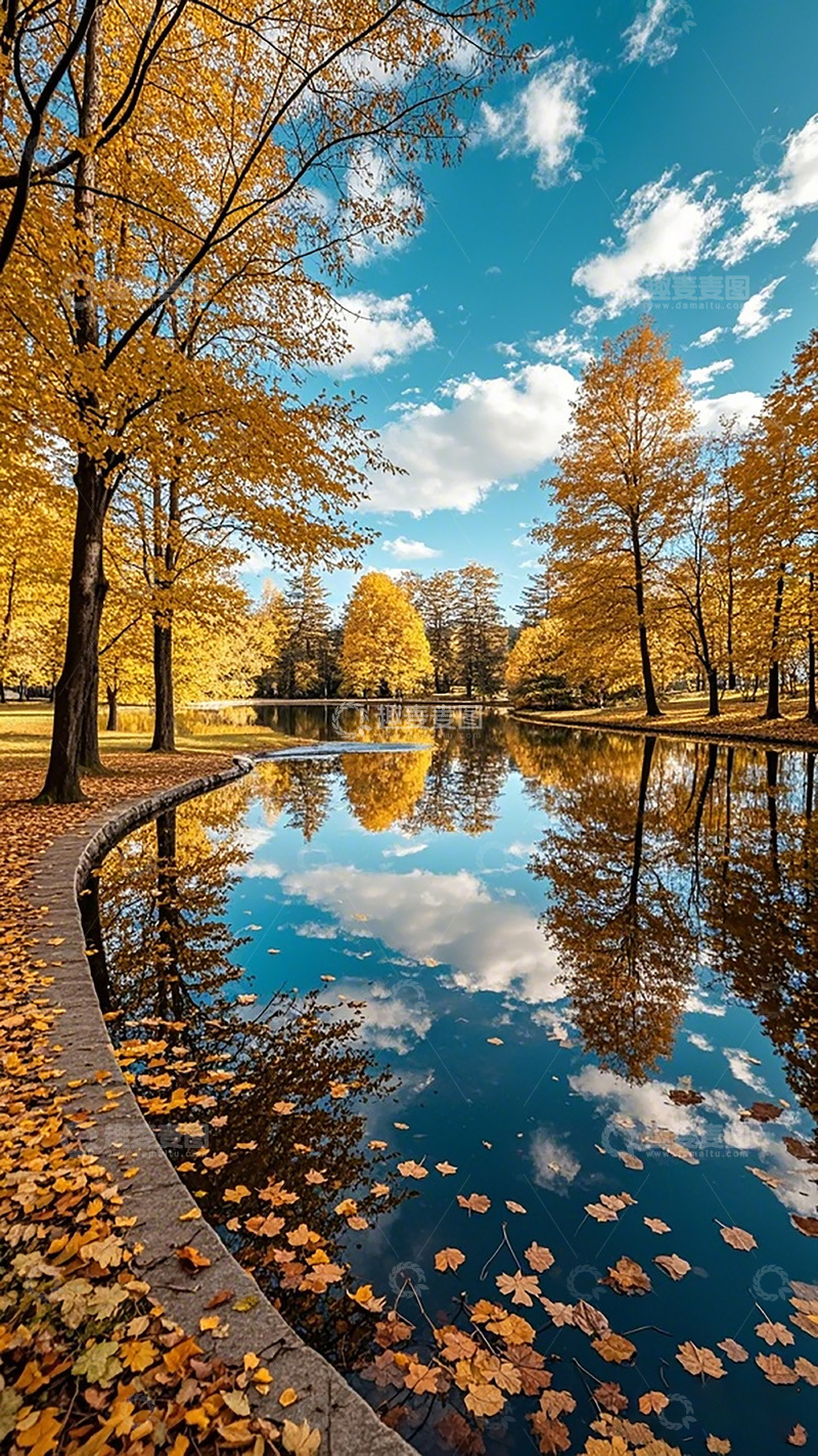 高清大图下载【趣麦麦图】秋日湖畔美景风光摄影