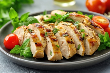 一盘水煮鸡肉块美食