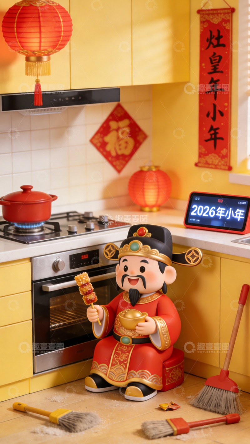 高清大图下载【趣麦麦图】喜庆厨房小年装饰摄影