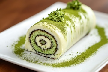 抹茶奶油蛋糕卷摄影