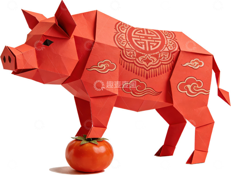 高清大图下载【趣麦麦图】折纸艺术-生肖猪（免扣）
