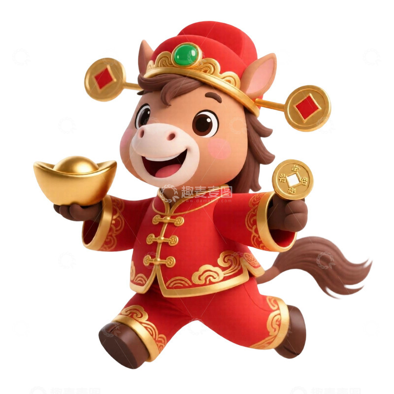 高清大图下载【趣麦麦图】-喜庆卡通马年吉祥物ip设计元素新年