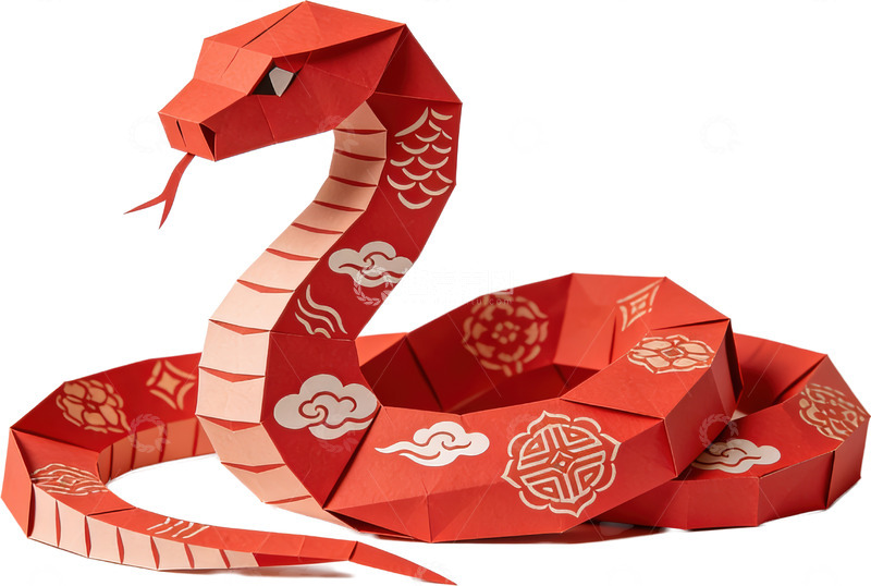 高清大图下载【趣麦麦图】折纸艺术-生肖蛇（免扣）