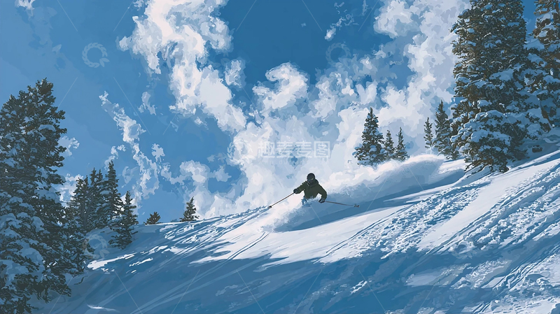 高清大图下载【趣麦麦图】冰雪滑翔的极限挑战