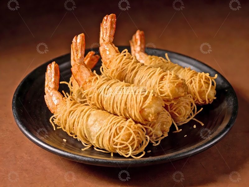 高清大图下载【趣麦麦图】千丝万缕面线虾美食