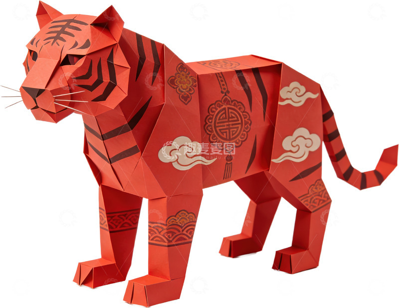 高清大图下载【趣麦麦图】折纸艺术-生肖虎（免扣）