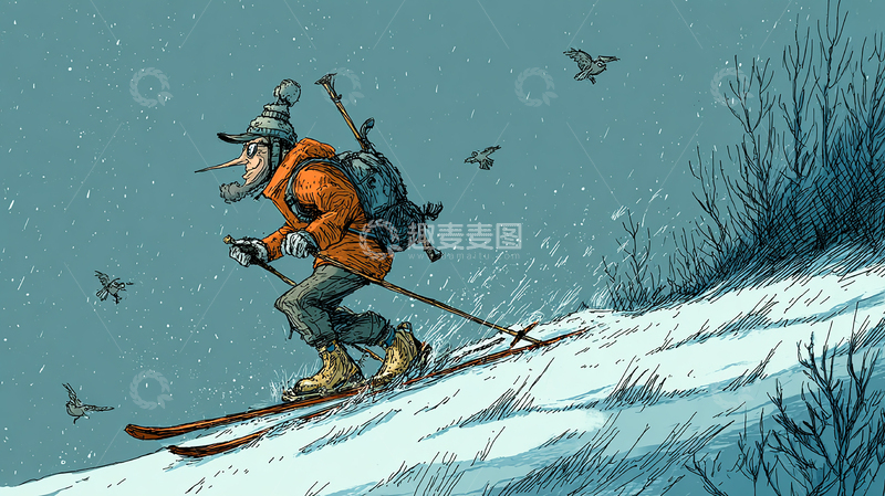 高清大图下载【趣麦麦图】雪地追风者的瞬间