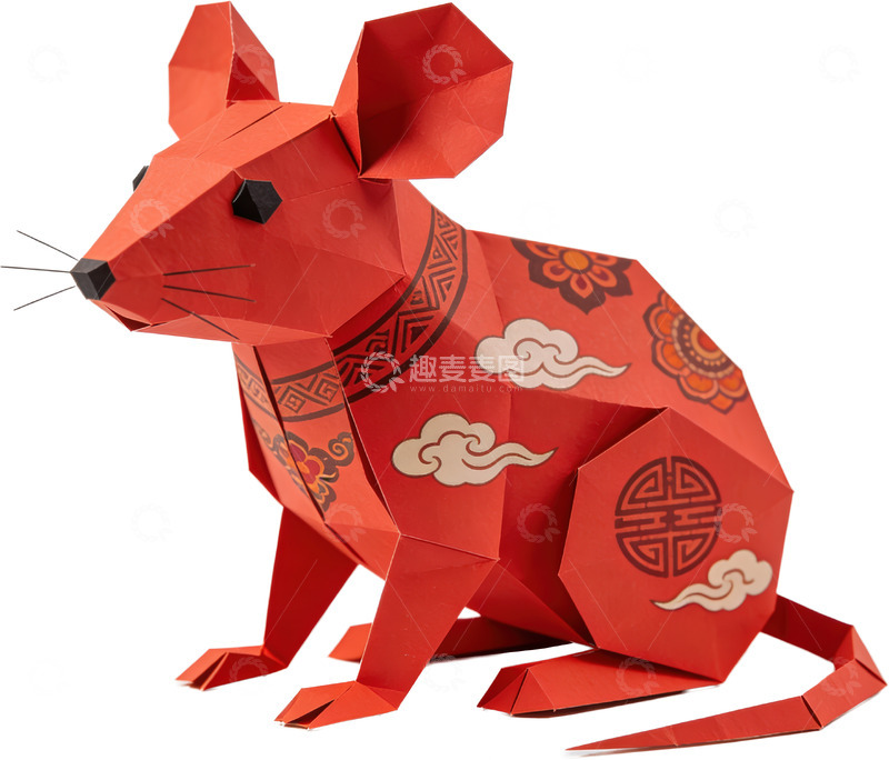 高清大图下载【趣麦麦图】折纸艺术-生肖鼠（免扣）