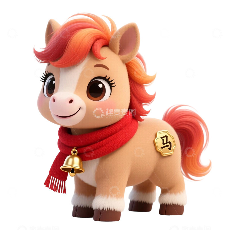 高清大图下载【趣麦麦图】可爱卡通小马玩偶免扣装饰素材