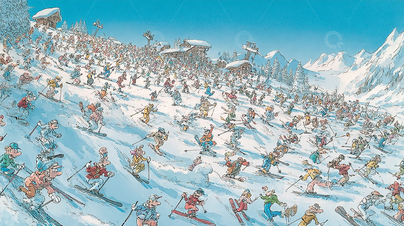 高清大图下载【趣麦麦图】雪山滑雪盛宴热闹非凡
