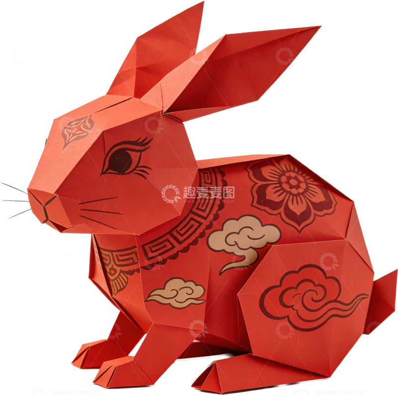 高清大图下载【趣麦麦图】折纸艺术-生肖兔（免扣）