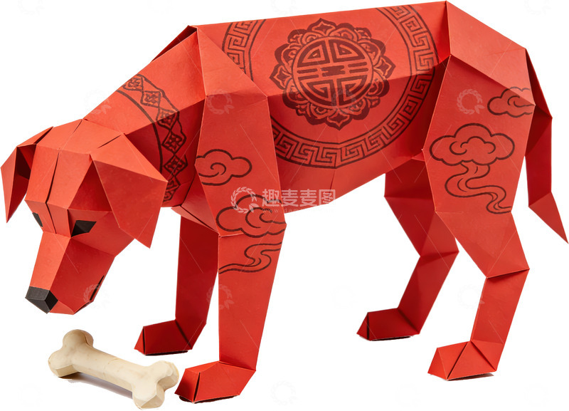 高清大图下载【趣麦麦图】折纸艺术-生肖狗（免扣）