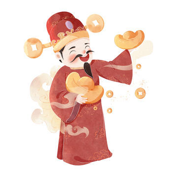 简约肌理财神元素
