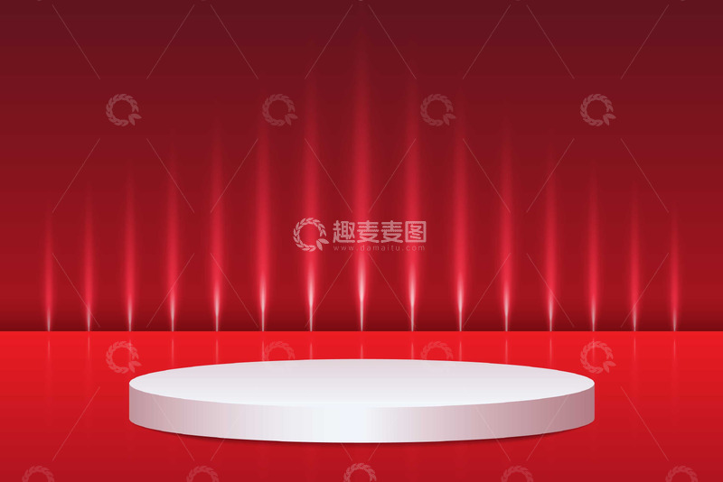 源文件下载【趣麦麦图】聚光灯效白色圆形颁奖讲台