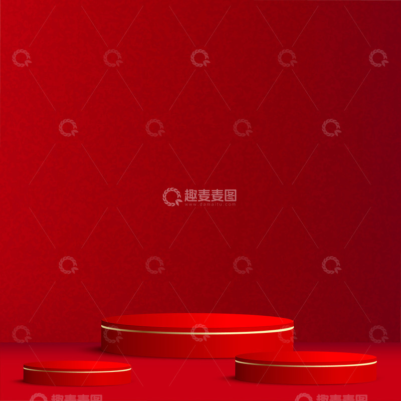 源文件下载【趣麦麦图】红台金边三层静展