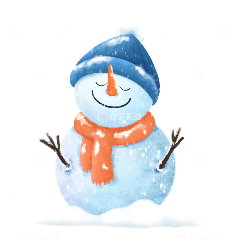 源文件下载【趣麦麦图】手绘水彩可爱卡通雪人插画海报装饰元素