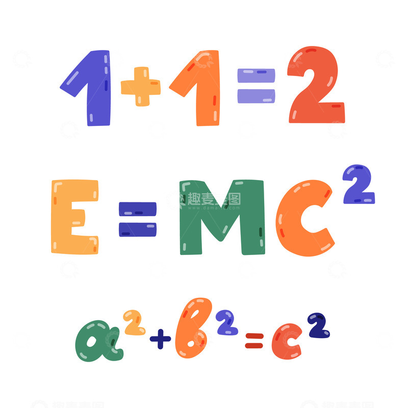 源文件下载【趣麦麦图】多彩手绘数学公式图