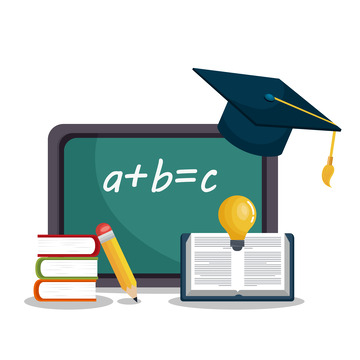 数学黑板与毕业帽