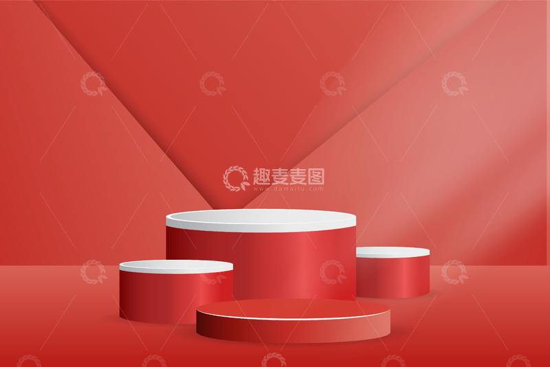 源文件下载【趣麦麦图】红色三角形背景的白色圆柱体