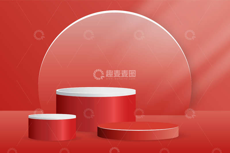 源文件下载【趣麦麦图】红白对比圆柱体展示