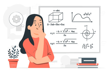 女性数学教师思考教学