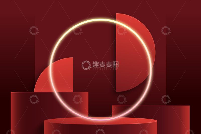 源文件下载【趣麦麦图】未来主义红色展台