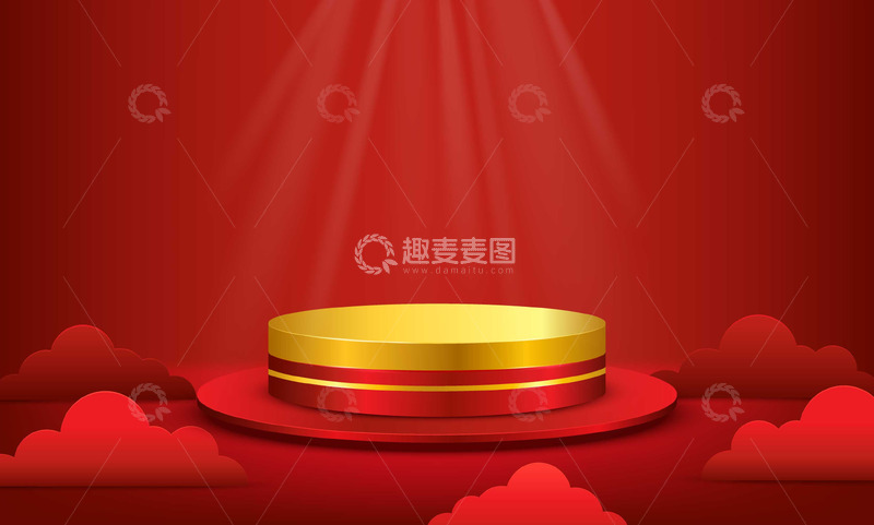 源文件下载【趣麦麦图】金色与红色相间的庄严讲台
