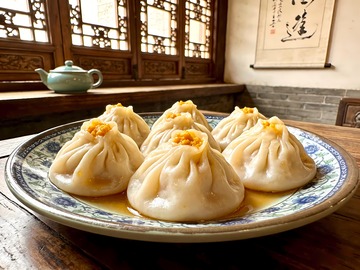 一盘蟹黄汤包