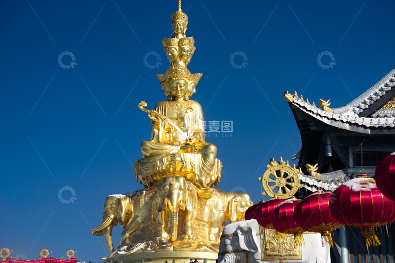 高清大图下载【趣麦麦图】冬日峨眉山金顶十方普贤圣像摄影