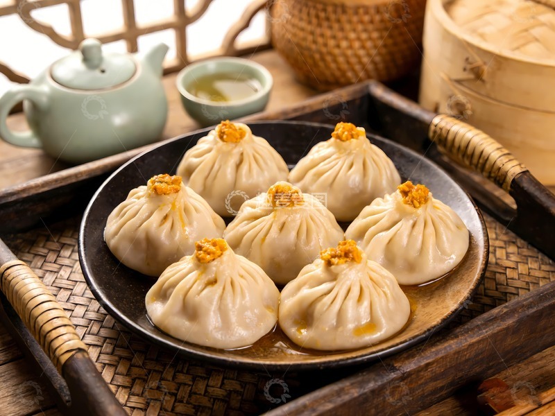 高清大图下载【趣麦麦图】美味蟹黄汤包