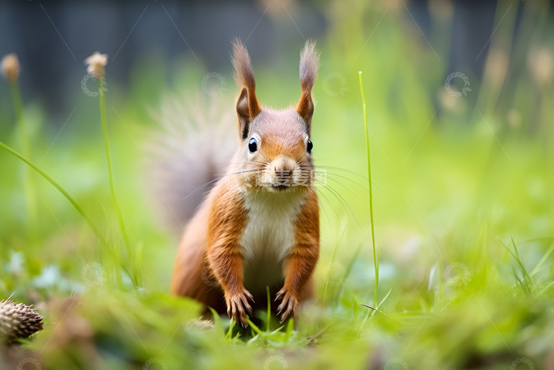 高清大图下载【趣麦麦图】青草地上的松鼠