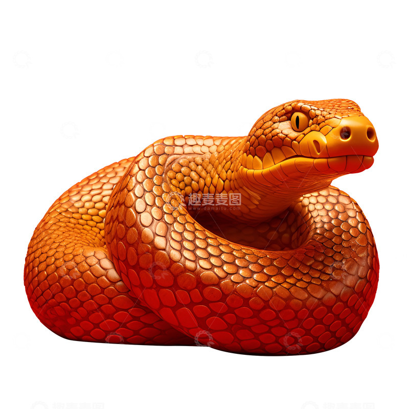 高清大图下载【趣麦麦图】蛇年金色的蛇雕摆件