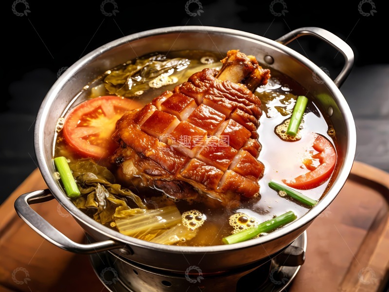 高清大图下载【趣麦麦图】特色美食酸菜蹄髈火锅