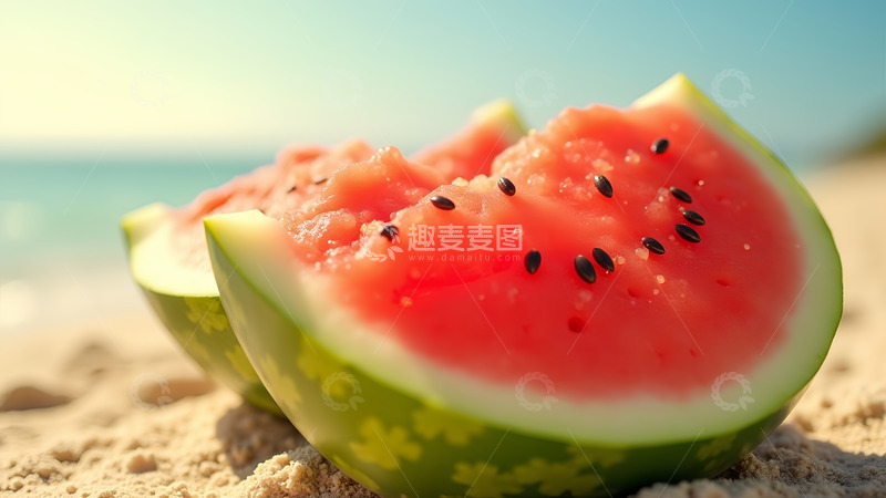 高清大图下载【趣麦麦图】阳光西瓜沙堆