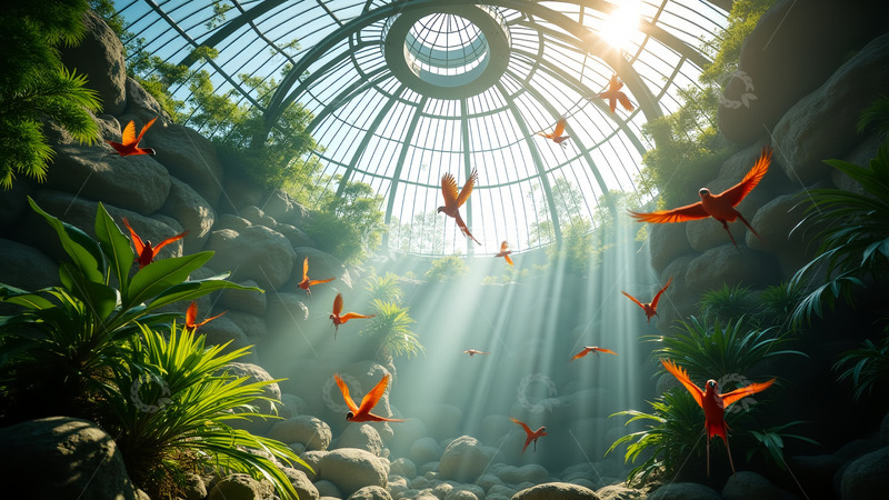 高清大图下载【趣麦麦图】小鸟花草阳光